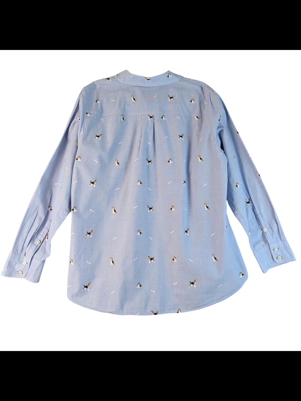 Talbots Plus Button-Up Shirt Blue 100% Cotton Fetching Beagle Size 1X - Picture 2 of 6